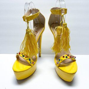 FSJ Ankle Strap Open Toe Stiletto High Heel Sandal